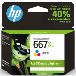 Cartucho de Tinta HP 667XL Colorido Original (3YM80AL) Para HP DeskJet Ink Advantage 2376, 2776, 6476, 2874, HP Cartucho de Tinta HP 667XL Colorido Original (3YM80AL) Para HP DeskJet Ink Advantage 2376, 2776, 6476, 2874, HP