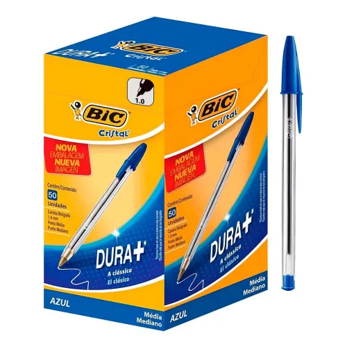 Caixa de Caneta Esferográfica BIC Cristal Azul - 50 Unidades