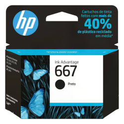 Cartucho de Tinta HP 667 Preto Original (3YM79AB) Para HP DeskJet Ink Advantage 2376, 2776, 6476, 2874, HP Cartucho de Tinta HP 667 Preto Original (3YM79AB) Para HP DeskJet Ink Advantage 2376, 2776, 6476, 2874, HP