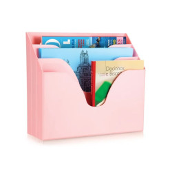 Organizador de Mesa Triplo Maxcril Rosa - Porta Pastas e Revistas Organizador de Mesa Triplo Maxcril Rosa - Porta Pastas e Revistas