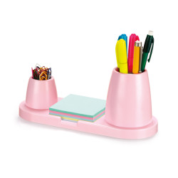 Organizador de Mesa Maxcril Trio Plus Rosa - Porta Canetas, Clips e Lembretes Organizador de Mesa Maxcril Trio Plus Rosa - Porta Canetas, Clips e Lembretes